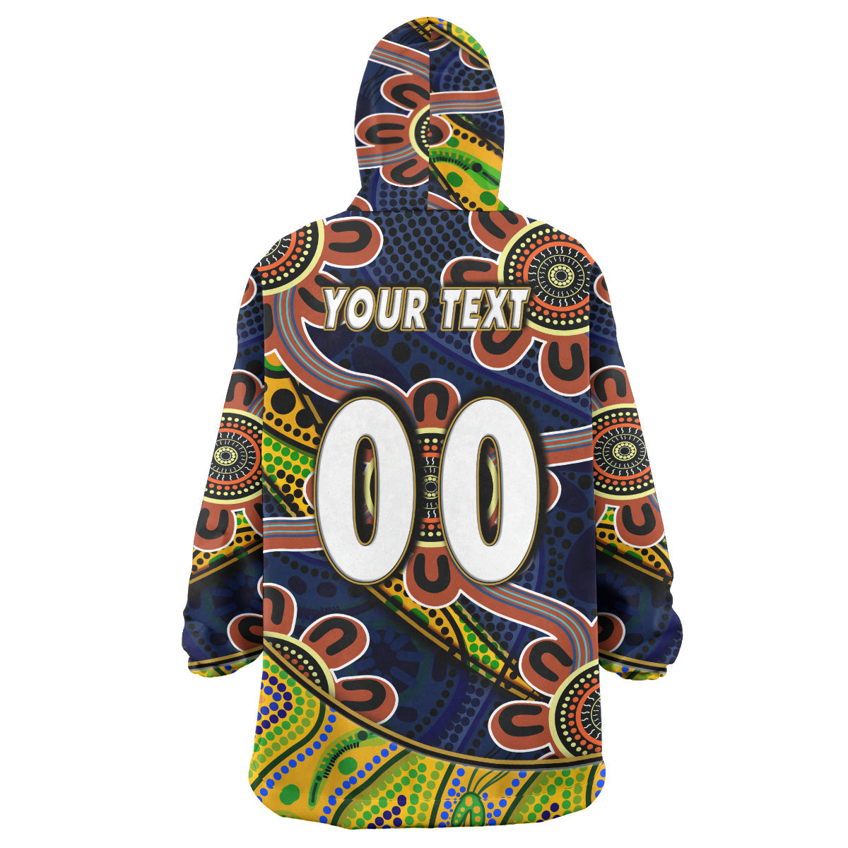 NRLW Eels Rugby Snug Hoodie - Custom Eels Women's Rugby League With Aboriginal Style Player And Number Wearable Blanket Hoodie - Vibe Hoodie Shop