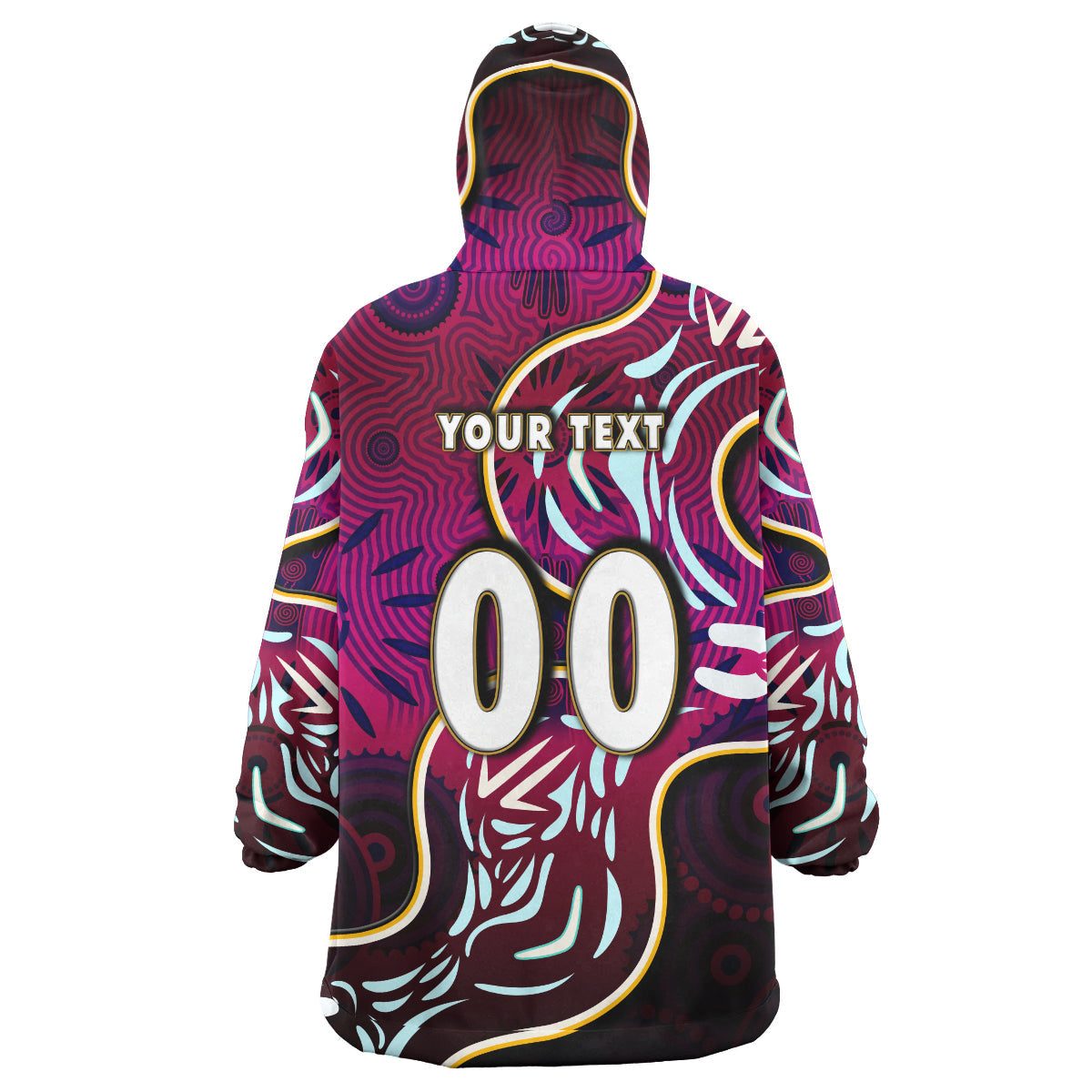 Sea Eagles Rugby Snug Hoodie - Custom Eagles Rugby With Aboriginal Patterns Personalised Player And Number Wearable Blanket Hoodie RLT14 - Vibe Hoodie Shop