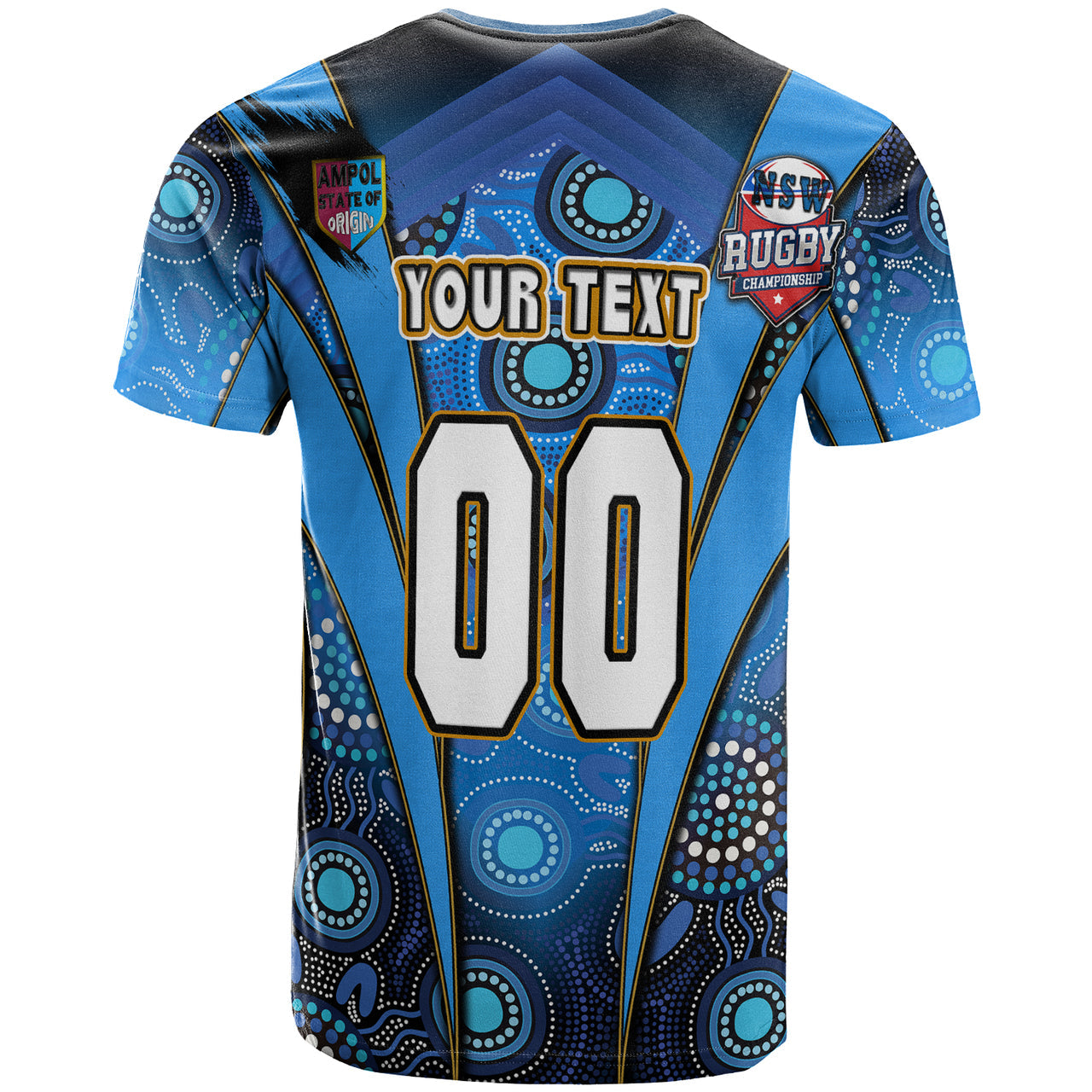 New South Wales Blues Mascot With Aboriginal Art STATE OF ORIGIN T shirt RLT12 - Vibe Hoodie Shop
