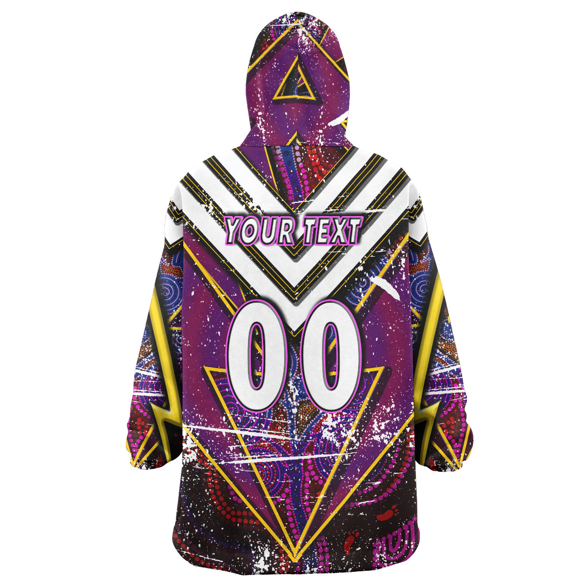 Storm Rugby Snug Hoodie - Custom Storm And Thunder Aboriginal Style Of Dot Background Personalised Player And Number Wearable Blanket Hoodie RLT14 - Vibe Hoodie Shop