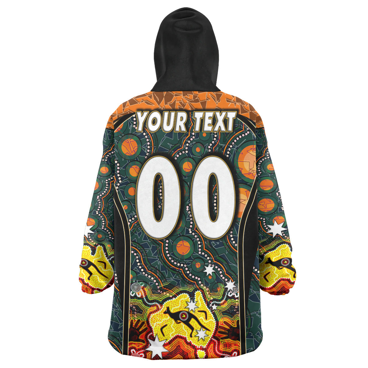 Australian Rugby Sevens Men's Squad Snug Hoodie - Custom Australia Rugby Championship Aboriginal Culture Personalised Player And Number Wearable Blanket Hoodie - Vibe Hoodie Shop