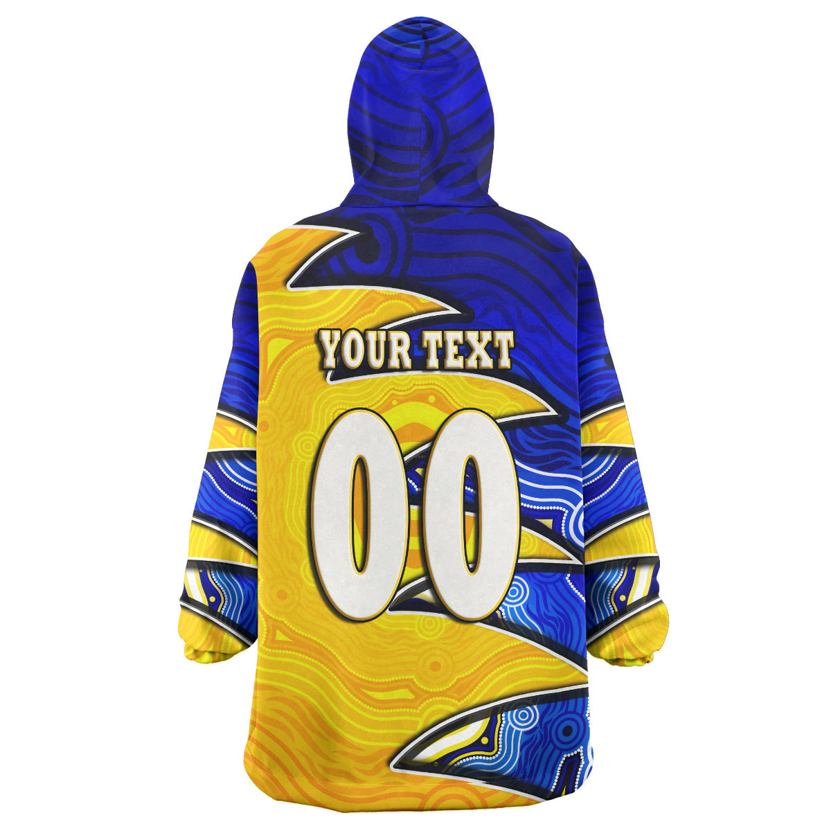 Cowboys Rugby Snug Hoodie - Custom Bull Rugby Ball With Aboriginal Style Pattern Personalised Player And Number Wearable Blanket Hoodie RLT14 - Vibe Hoodie Shop