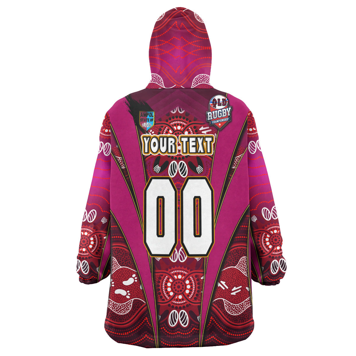 Queensland Rugby League Team Snug Hoodie - Custom Queensland Maroons Mascot With Aboriginal Art STATE OF ORIGIN Wearable Blanket Hoodie - Vibe Hoodie Shop