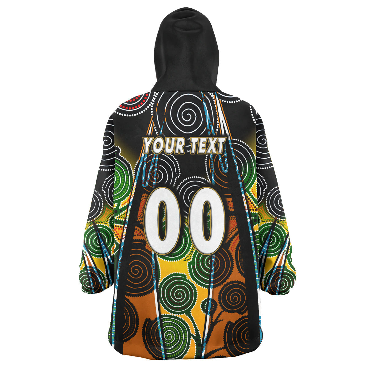 Tigers Rugby Snug Hoodie - Custom Tiger Rugby Ball Aboriginal Art Vector Painting Personalised Player And Number Wearable Blanket Hoodie RLT14 - Vibe Hoodie Shop