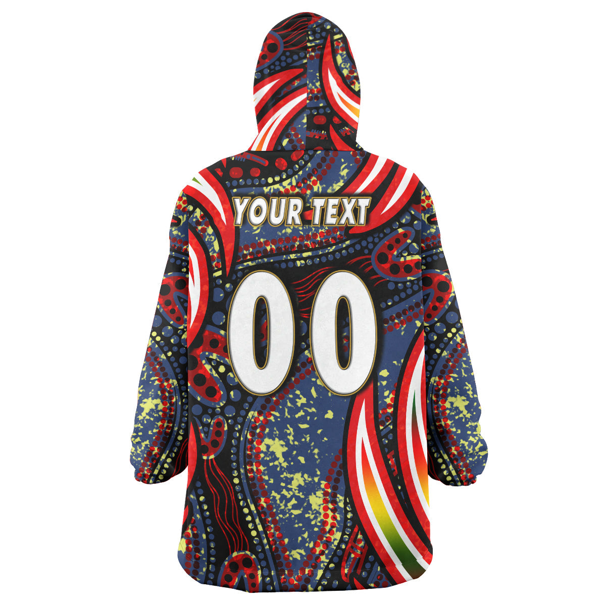 NRLW Roosters Rugby Snug Hoodie - Custom Women's Rugby League With Aboriginal Style Player And Number Wearable Blanket Hoodie - Vibe Hoodie Shop