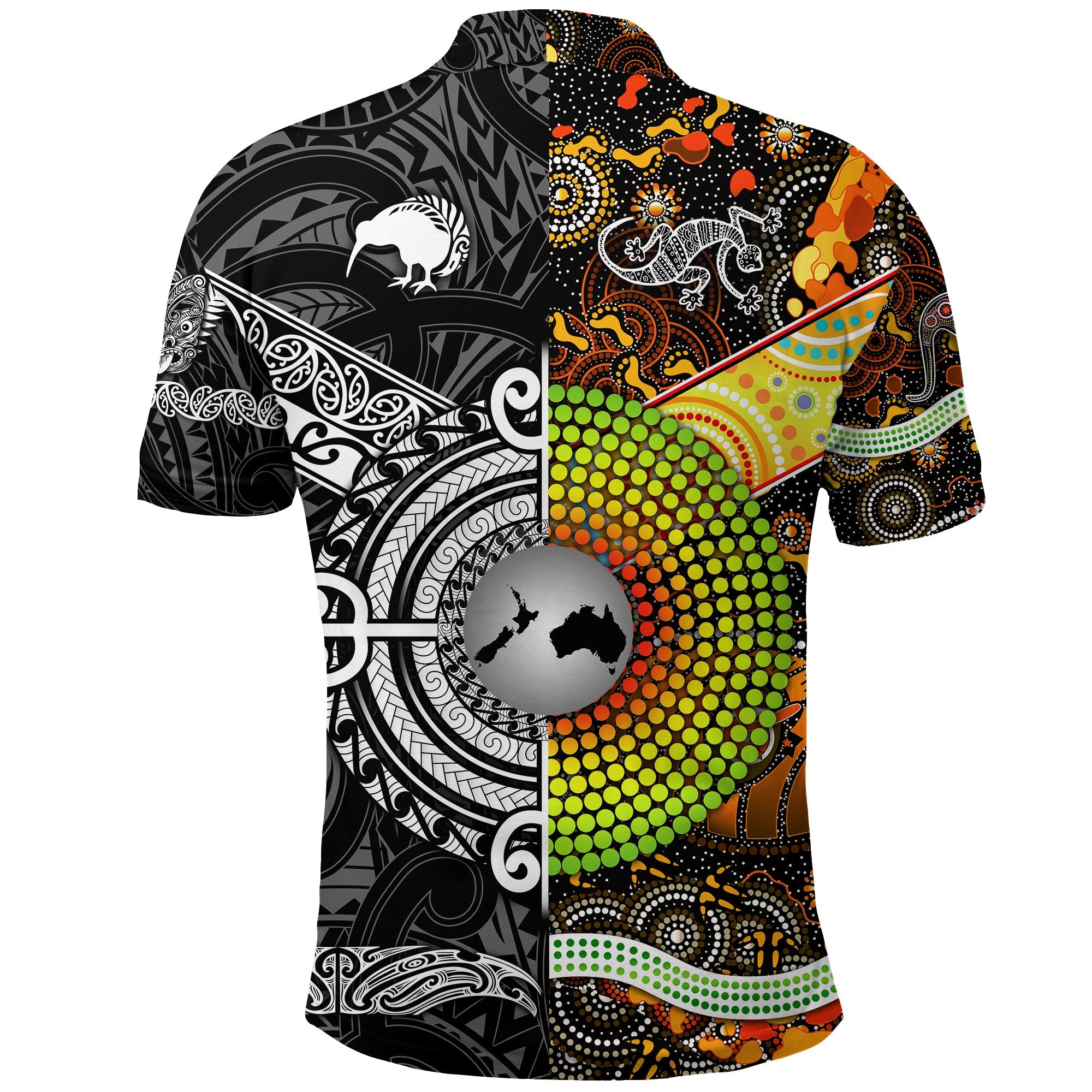 New Zealand Maori Aotearoa And Australia Aboriginal Polo Shirt Together - Black - Vibe Hoodie Shop