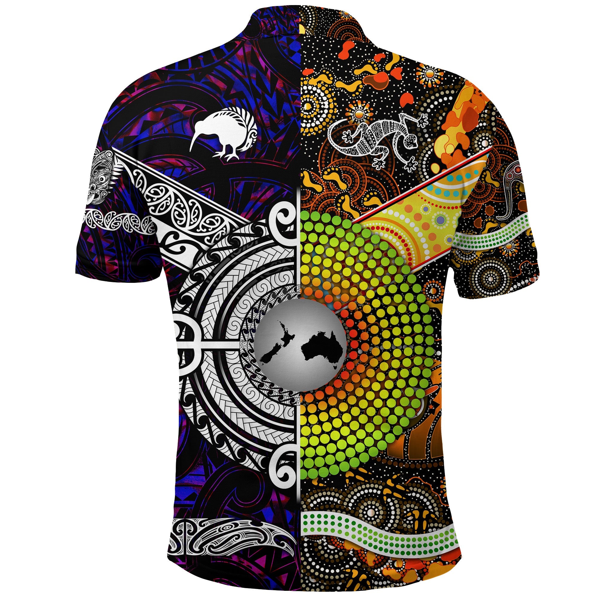 New Zealand Maori Aotearoa And Australia Aboriginal Polo Shirt Together - Purple - Vibe Hoodie Shop