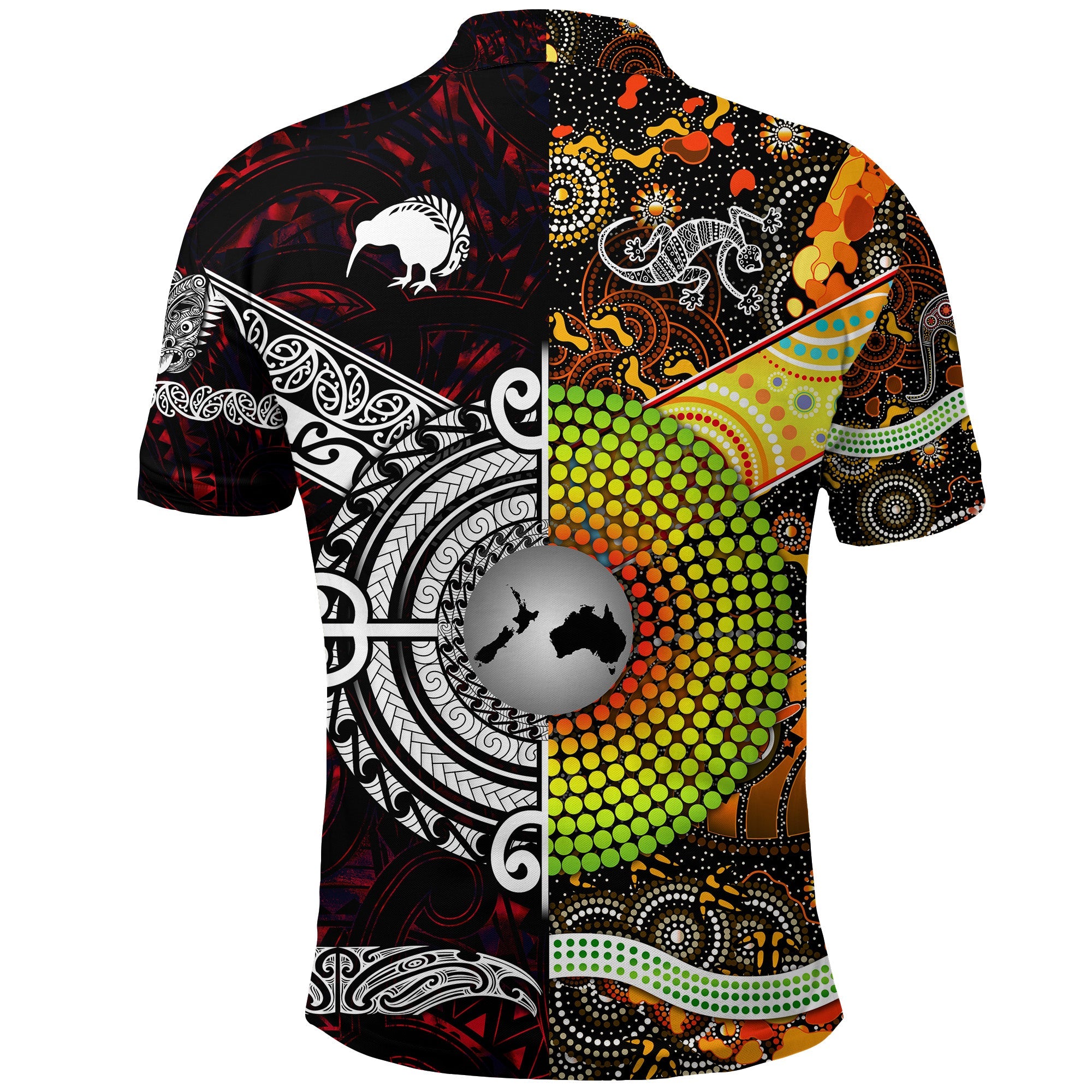 New Zealand Maori Aotearoa And Australia Aboriginal Polo Shirt Together - Red - Vibe Hoodie Shop