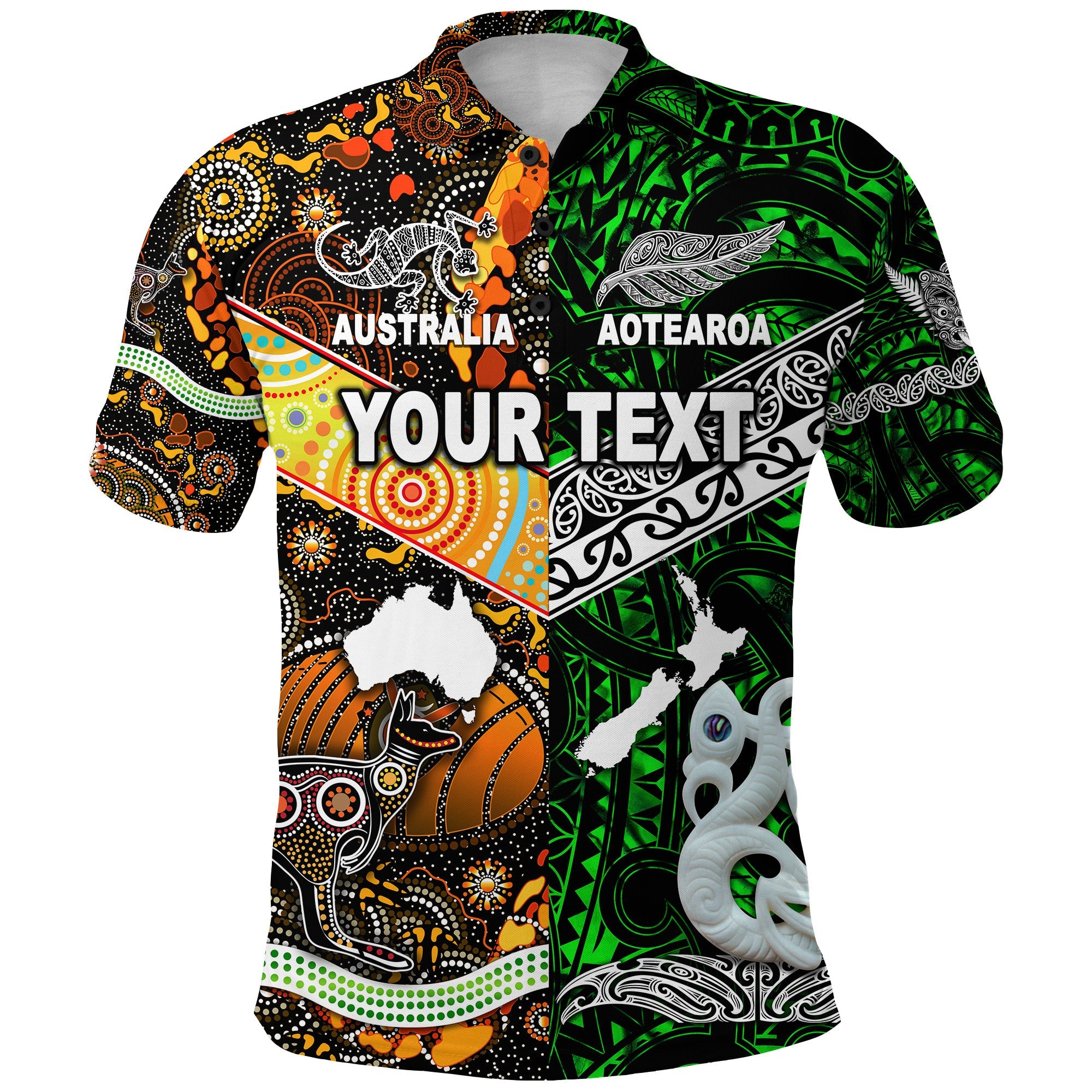 (Custom Personalised) New Zealand Maori Aotearoa And Australia Aboriginal Polo Shirt Together - Green - Vibe Hoodie Shop