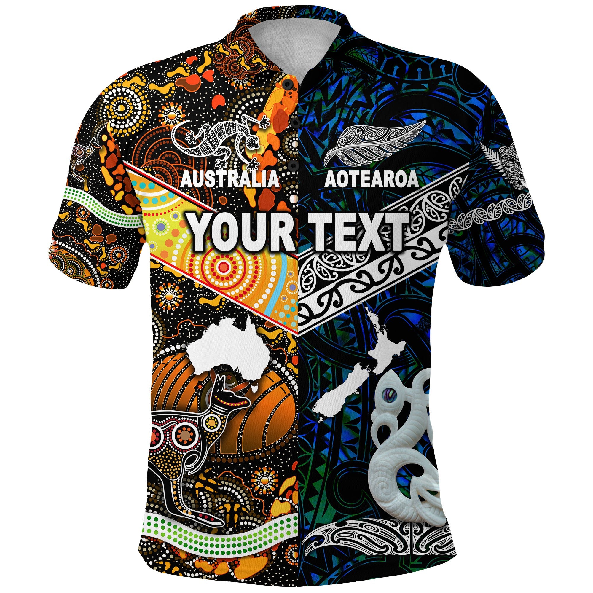 (Custom Personalised) New Zealand Maori Aotearoa And Australia Aboriginal Polo Shirt Together - Blue - Vibe Hoodie Shop