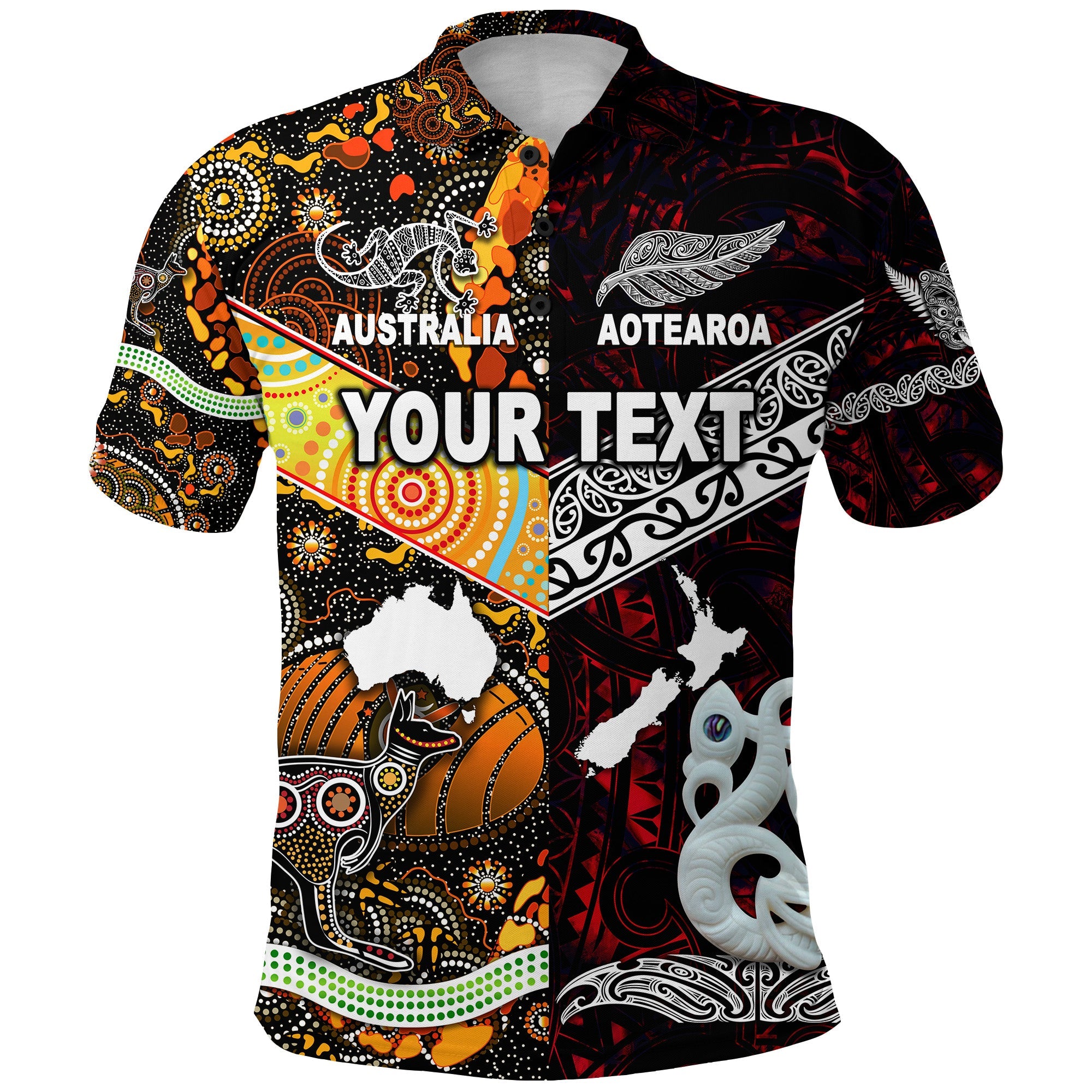 (Custom Personalised) New Zealand Maori Aotearoa And Australia Aboriginal Polo Shirt Together - Red - Vibe Hoodie Shop