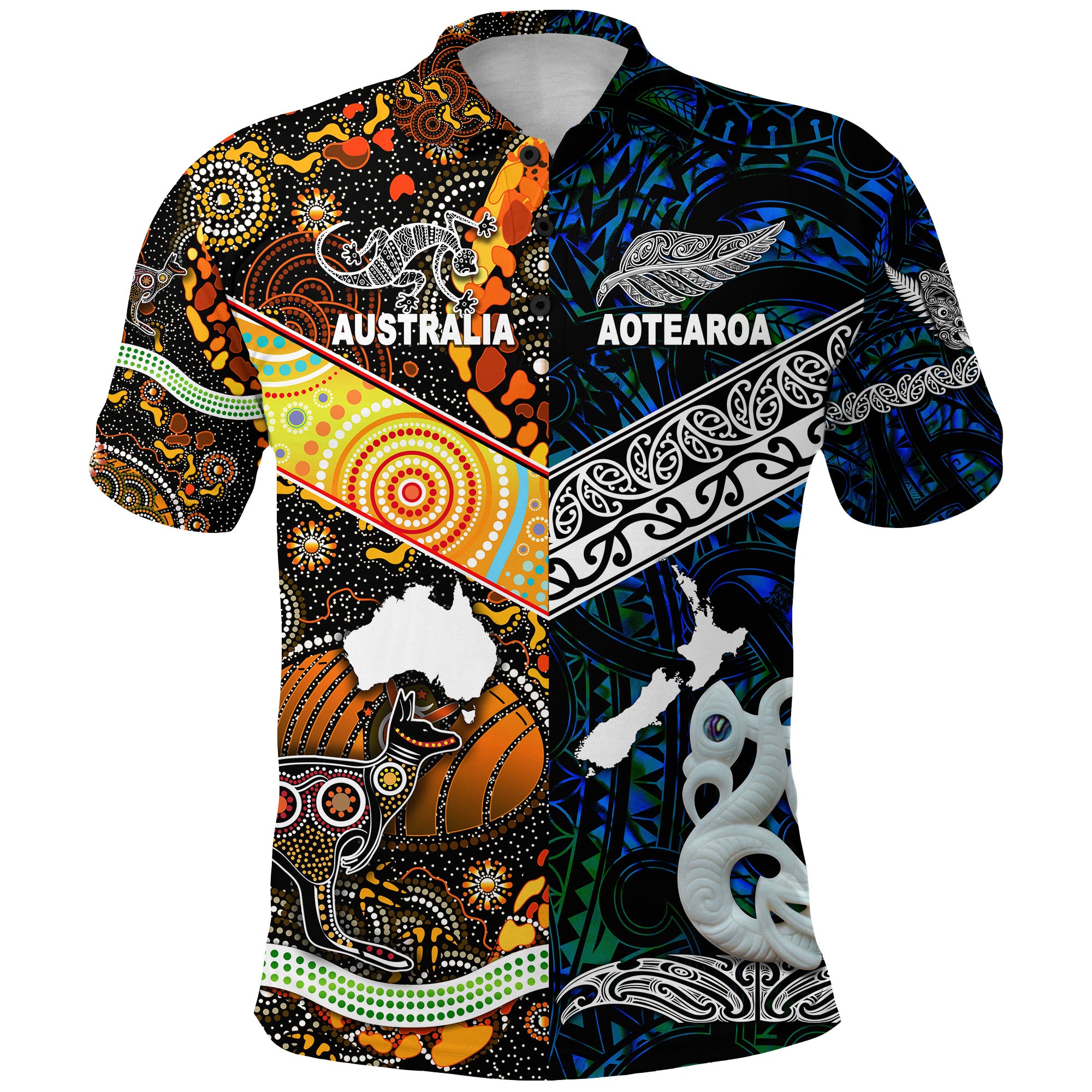 Australia Aboriginal Inspired Polo Shirt - Australia Aotearoa with Maori and Aboriginal Inspired Culture Polo Shirt - Vibe Hoodie Shop