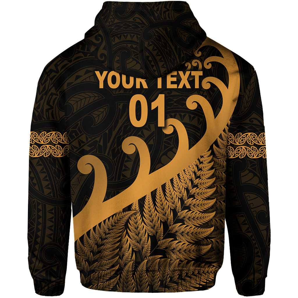 (Custom Personalised) New Zealand Rugby Maori Zip Hoodie Silver Fern Koru Vibes - Gold LT8 - Vibe Hoodie Shop