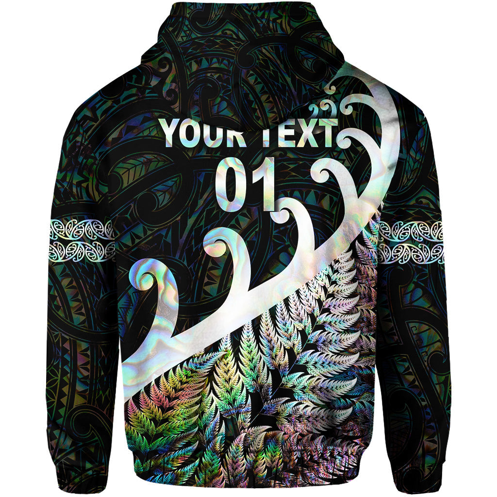 (Custom Personalised) New Zealand Rugby Maori Hoodie Silver Fern Koru Vibes - Paua Shell LT8 - Vibe Hoodie Shop