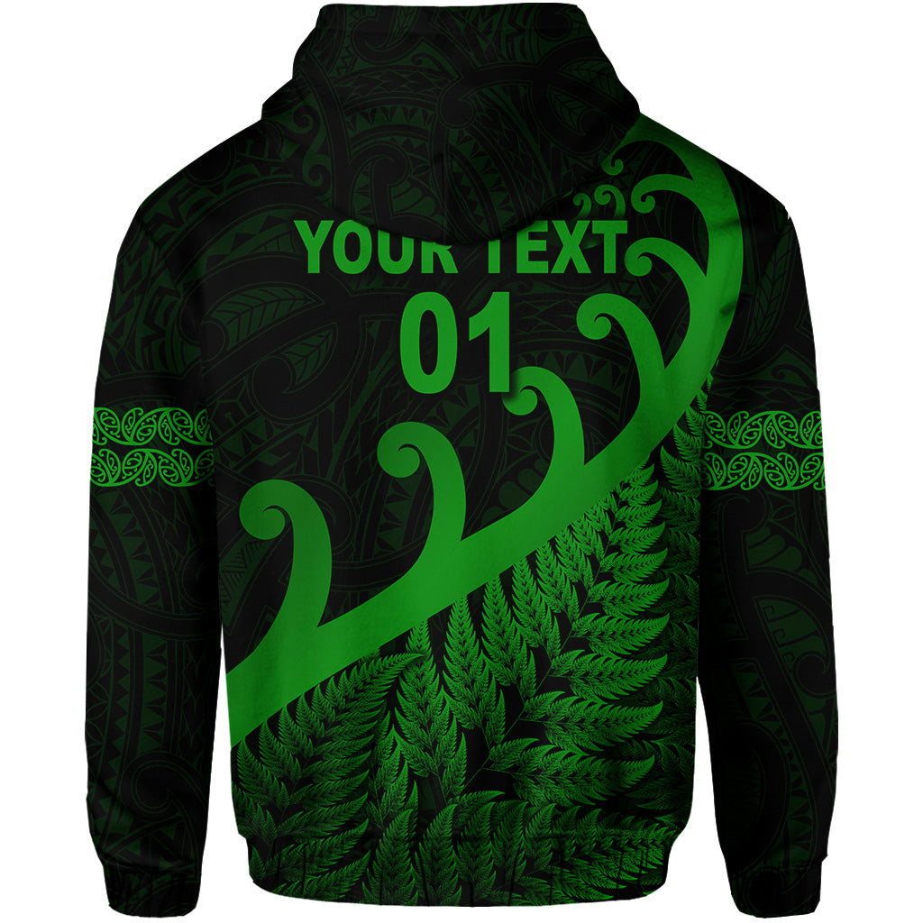 (Custom Personalised) New Zealand Rugby Maori Zip Hoodie Silver Fern Koru Vibes - Green LT8 - Vibe Hoodie Shop