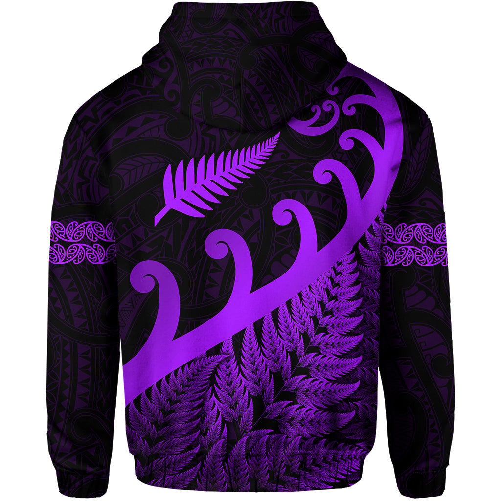 New Zealand Rugby Maori Hoodie Silver Fern Koru Vibes - Purple LT8 - Vibe Hoodie Shop