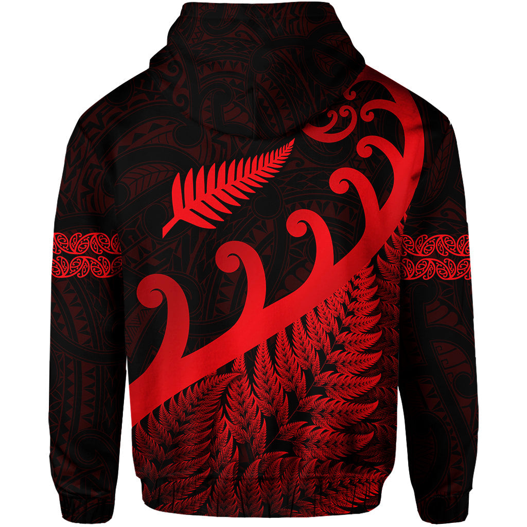 New Zealand Rugby Maori Hoodie Silver Fern Koru Vibes - Red LT8 - Vibe Hoodie Shop