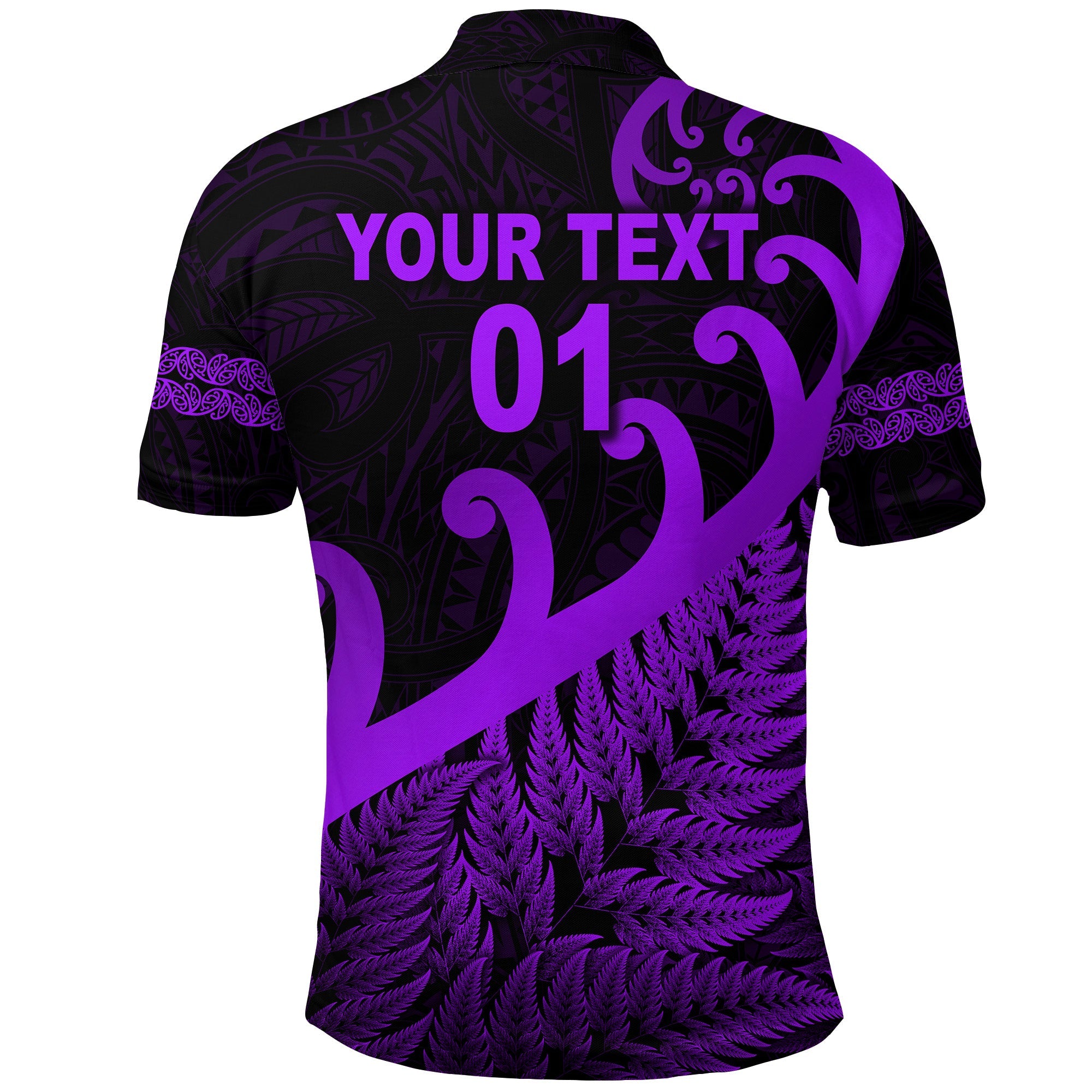 (Custom Personalised) New Zealand Rugby Maori Polo Shirt Silver Fern Koru Vibes - Purple - Vibe Hoodie Shop