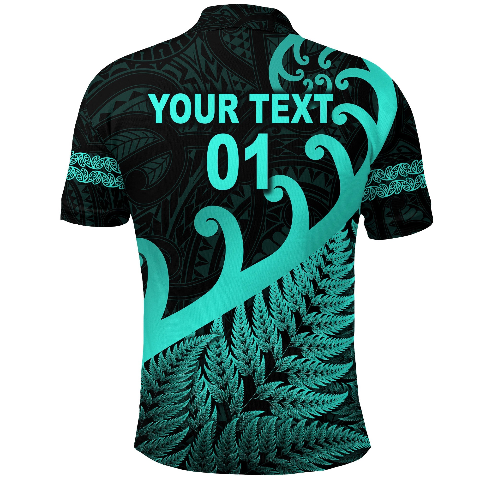 (Custom Personalised) New Zealand Rugby Maori Polo Shirt Silver Fern Koru Vibes - Turquoise - Vibe Hoodie Shop