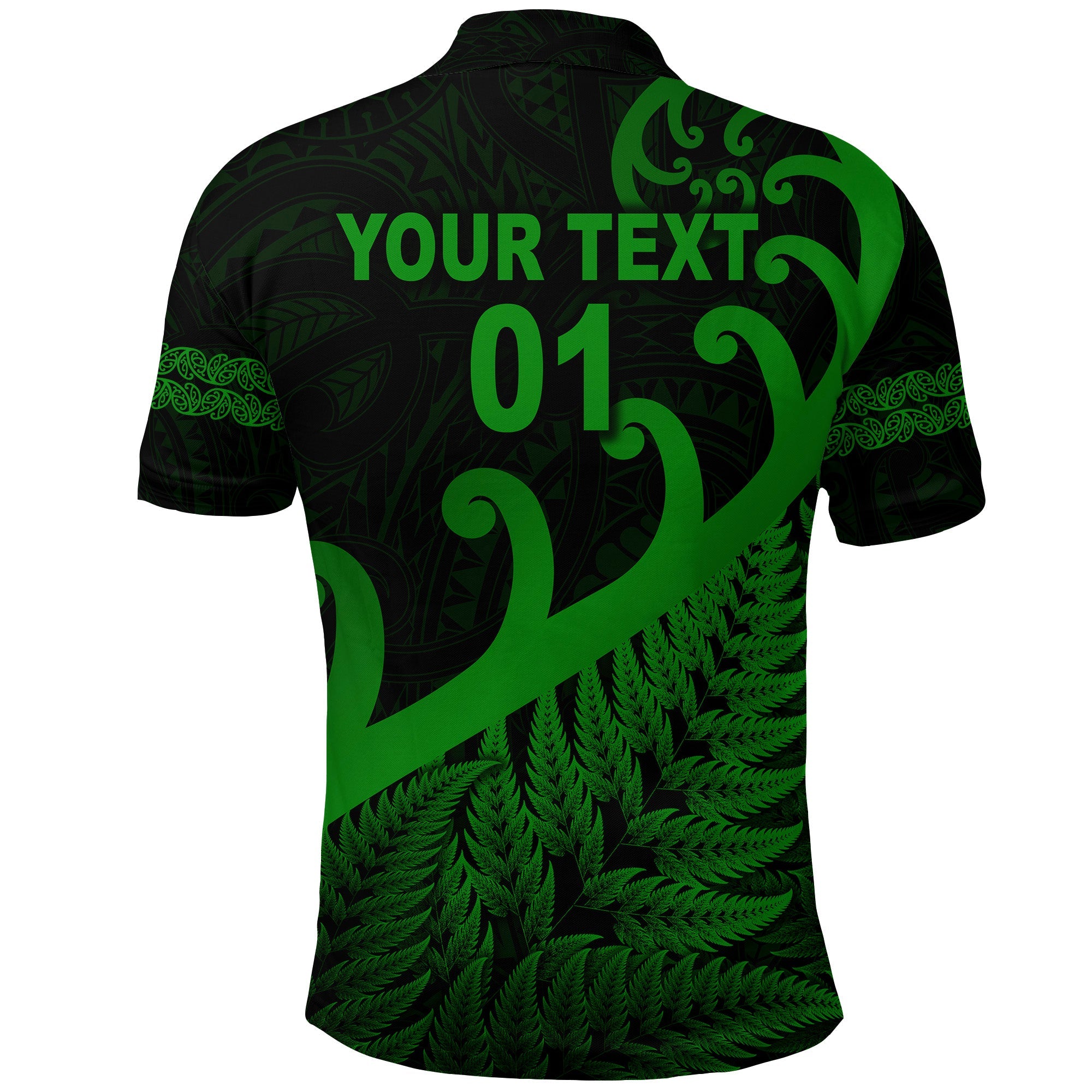 (Custom Personalised) New Zealand Rugby Maori Polo Shirt Silver Fern Koru Vibes - Green - Vibe Hoodie Shop