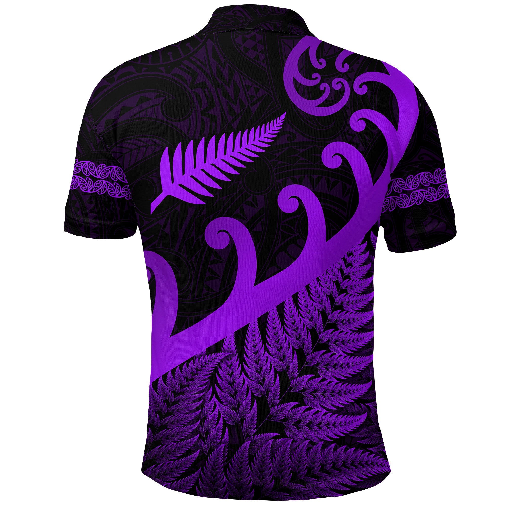 New Zealand Rugby Maori Polo Shirt Silver Fern Koru Vibes - Purple - Vibe Hoodie Shop
