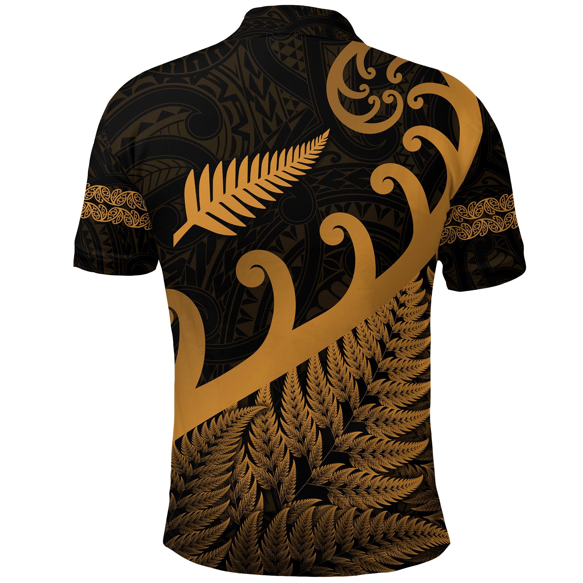 New Zealand Rugby Maori Polo Shirt Silver Fern Koru Vibes - Gold - Vibe Hoodie Shop