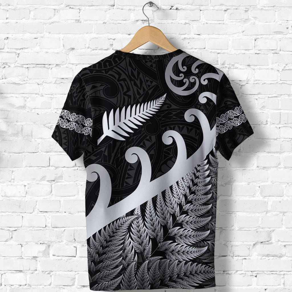 New Zealand Rugby Maori T shirt Silver Fern Koru Vibes - Black - Vibe Hoodie Shop