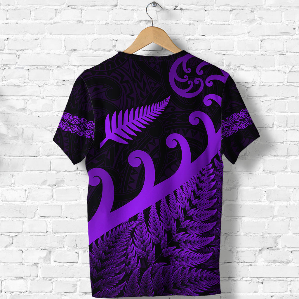 New Zealand Rugby Maori T shirt Silver Fern Koru Vibes - Purple - Vibe Hoodie Shop