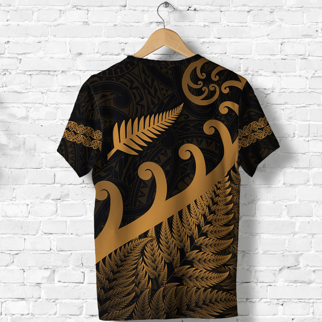 New Zealand Rugby Maori T shirt Silver Fern Koru Vibes - Gold - Vibe Hoodie Shop