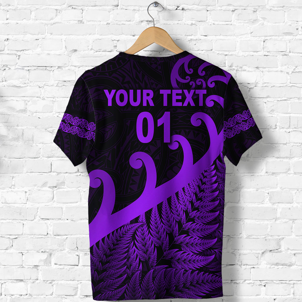 (Custom Personalised) New Zealand Rugby Maori T shirt Silver Fern Koru Vibes - Purple - Vibe Hoodie Shop