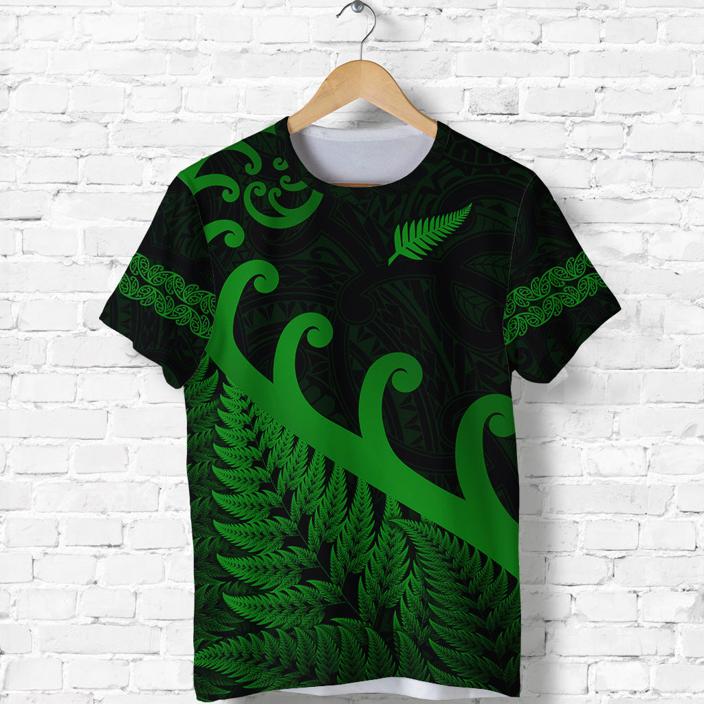 (Custom Personalised) New Zealand Rugby Maori T shirt Silver Fern Koru Vibes - Green - Vibe Hoodie Shop