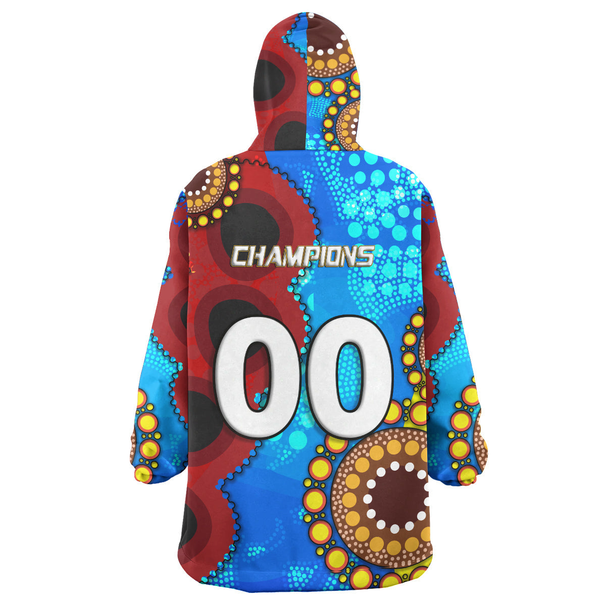 Knights Rugby Snug Hoodie - Custom Knights Ball Australian Aboriginal Painting Personalised Player And Number Wearable Blanket Hoodie RLT14 - Vibe Hoodie Shop