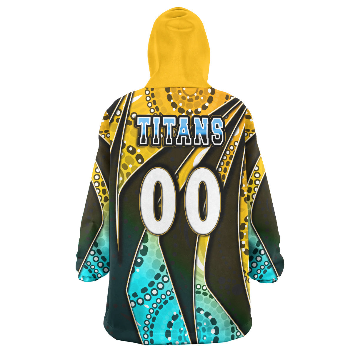 Titans Rugby Snug Hoodie - Custom Titans Rugby Ball Aboriginal Style Personalised Player And Number Wearable Blanket Hoodie - Vibe Hoodie Shop