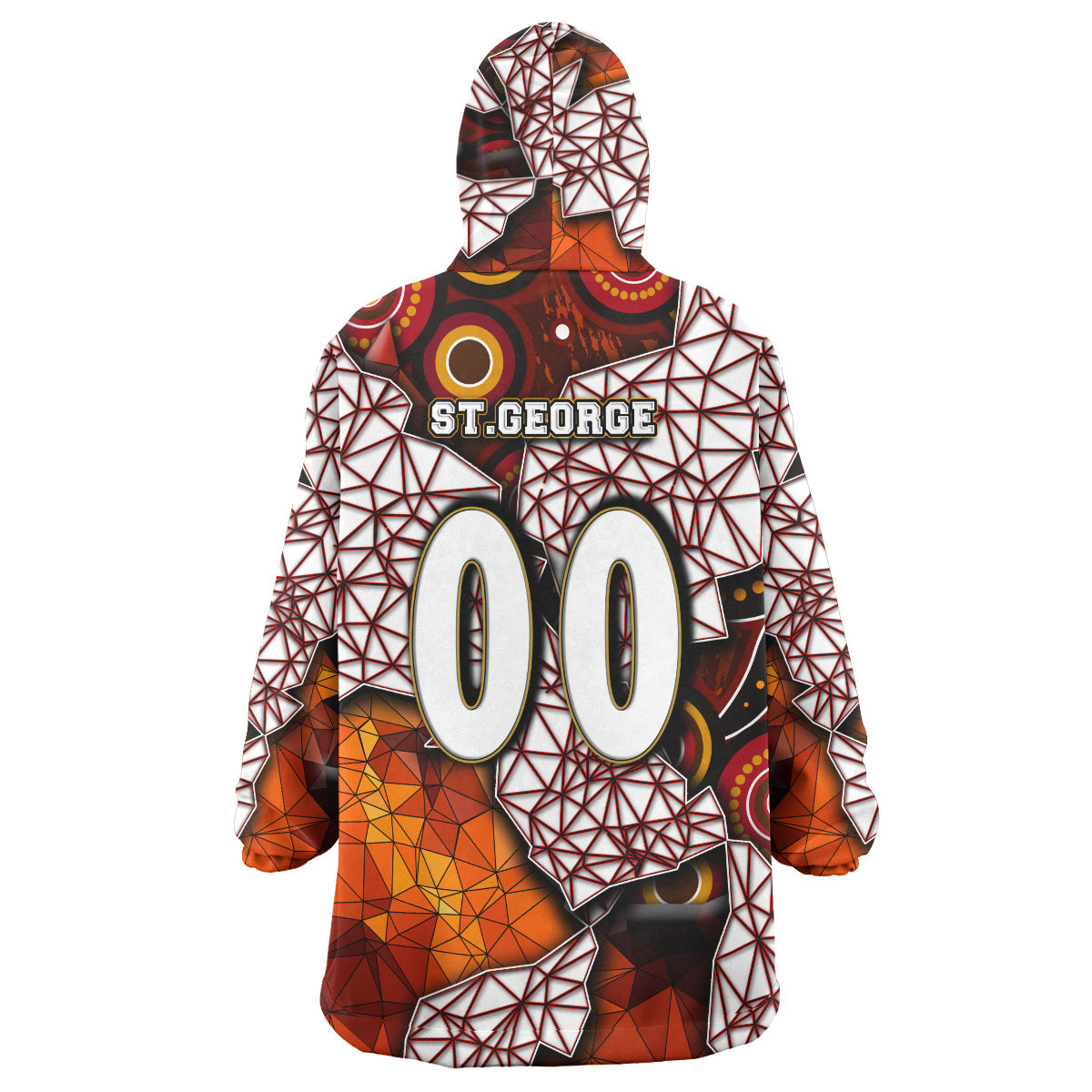 St. George Rugby Snug Hoodie - Custom Dragon Fire Rugby With Aboriginal Art Personalised Player And Number Wearable Blanket Hoodie RLT14 - Vibe Hoodie Shop