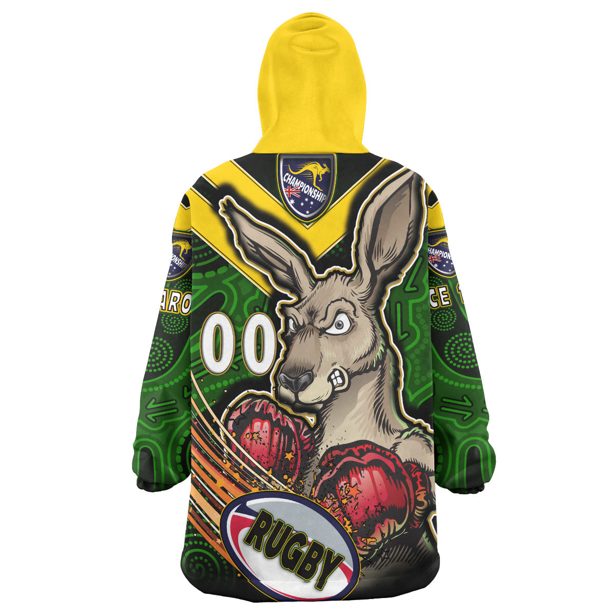 Kangaroos Rugby Snug Hoodie - Custom Kangaroo Rugby League Sport Style Aboriginal Culture Personalised Player And Number Wearable Blanket Hoodie - Vibe Hoodie Shop