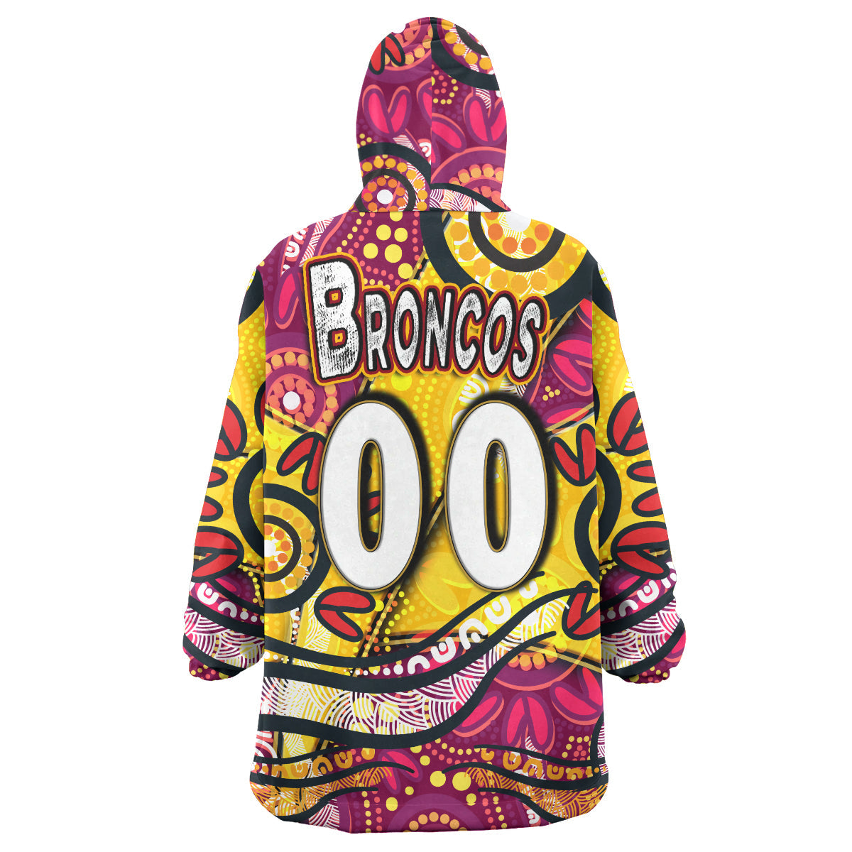 NRLW Broncos Rugby Snug Hoodie - Custom Broncos Rugby Women's Rugby League Aboriginal Dot Painting Woman Wearable Blanket Hoodie - Vibe Hoodie Shop