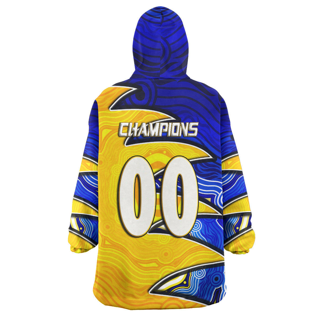 Cowboys Rugby Snug Hoodie - Custom Bull Rugby Ball With Aboriginal Style Pattern Personalised Player And Number Wearable Blanket Hoodie RLT14 - Vibe Hoodie Shop