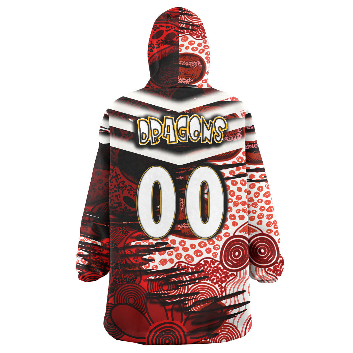 NRLW St. George Snug Hoodie - Custom Dragon Women's Rugby League Aboriginal Style Wearable Blanket Hoodie - Vibe Hoodie Shop