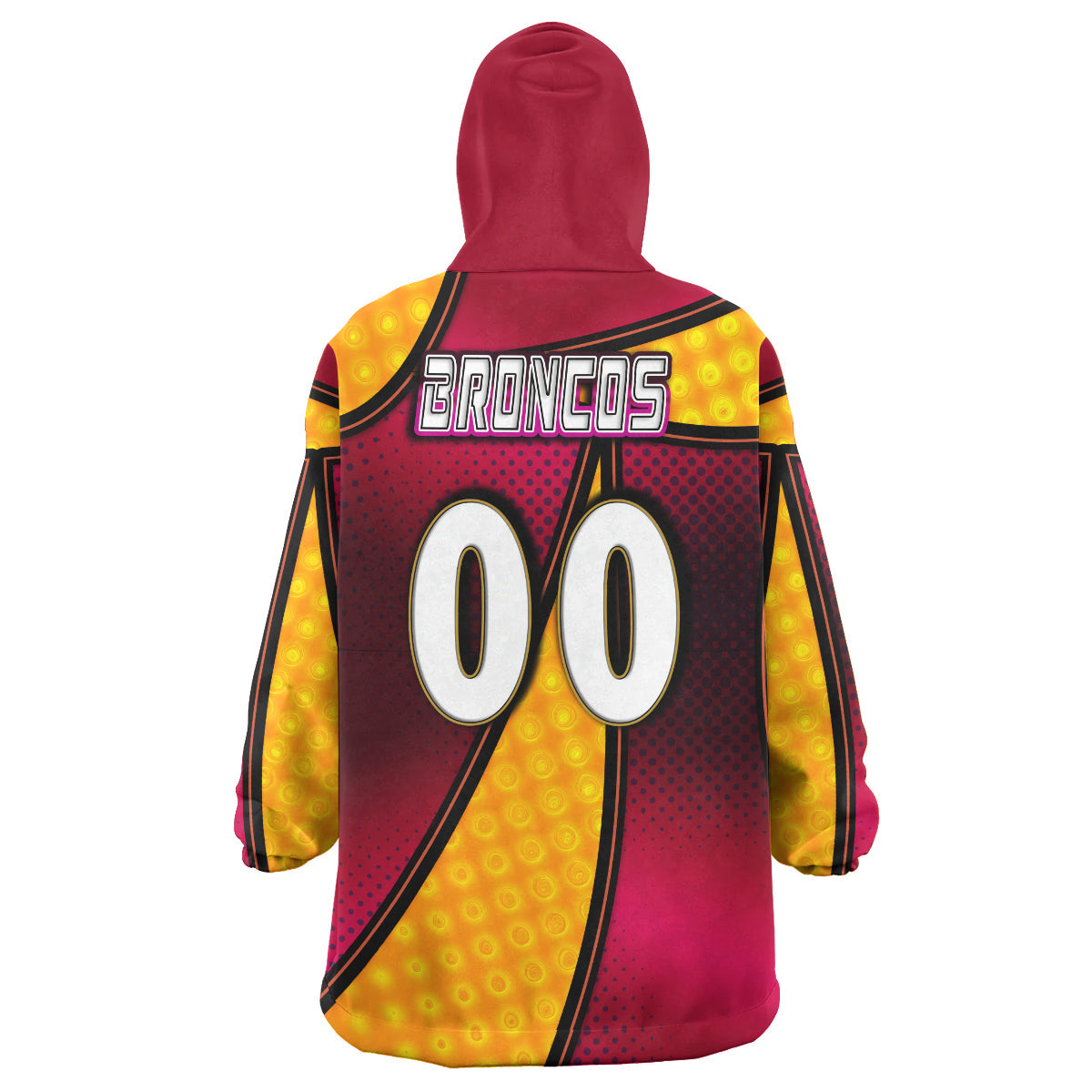 Broncos Rugby Snug Hoodie - Custom Broncos Horse Rugby NRL Grand Final with Dot Painting Personalised Player And Number Wearable Blanket Hoodie - Vibe Hoodie Shop