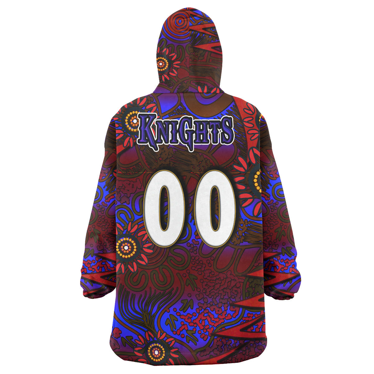 NRLW Knights Rugby Snug Hoodie - Custom Knights Women's Rugby League Aboriginal Style Player And Number Woman Wearable Blanket Hoodie - Vibe Hoodie Shop