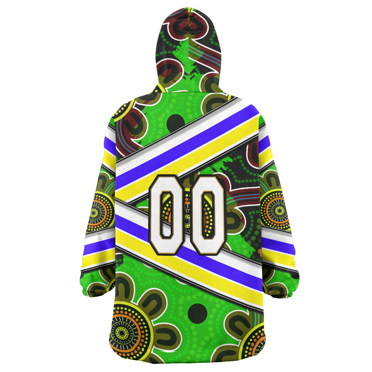 Raiders Rugby Snug Hoodie - Custom Raiders With Rugby Ball Aboriginal Art Personalised Player And Number Wearable Blanket Hoodie RLT14 - Vibe Hoodie Shop