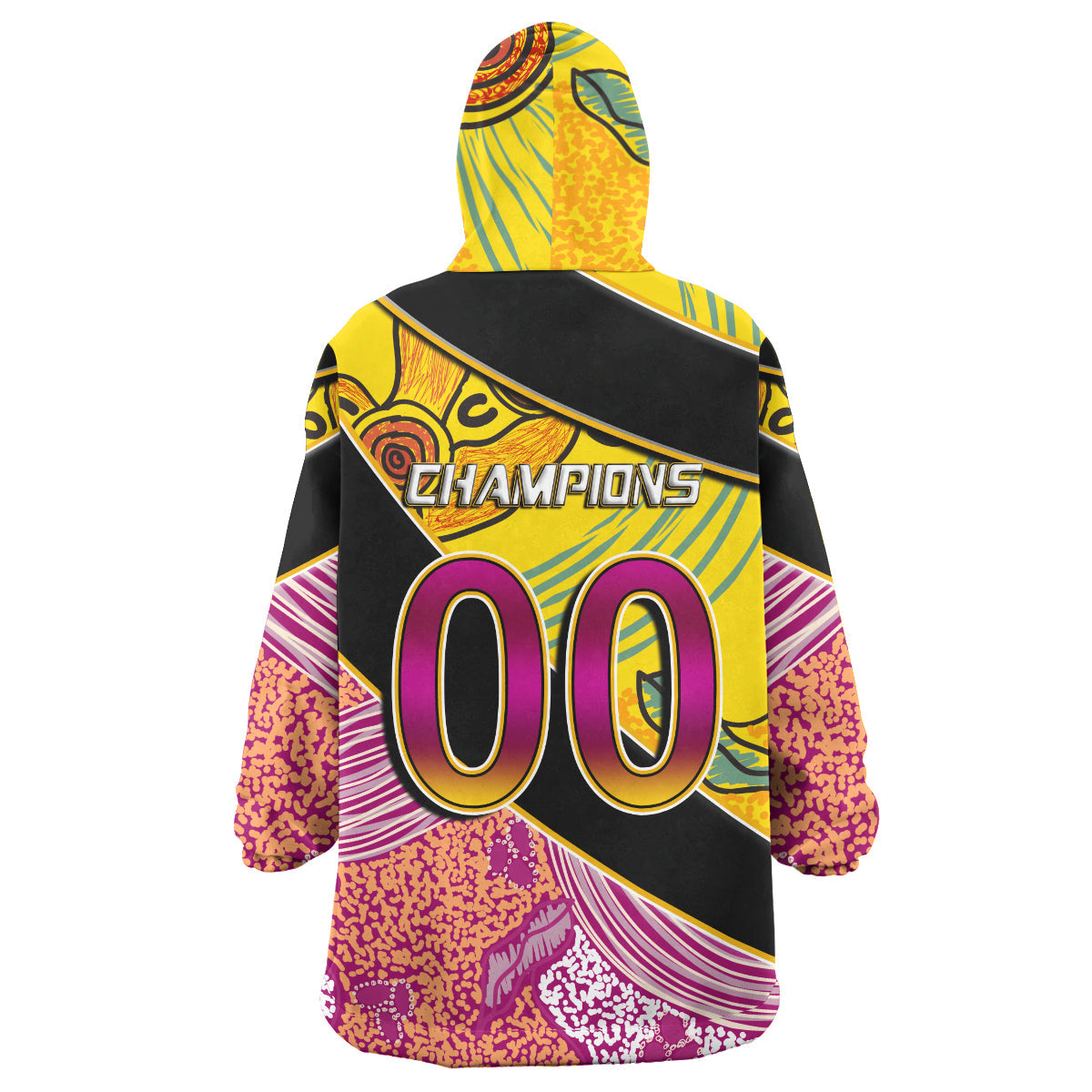Broncos Rugby Snug Hoodie - Custom Broncos Horse Rugby with Aboriginal Dot Painting Personalised Player And Number Wearable Blanket Hoodie RLT14 - Vibe Hoodie Shop