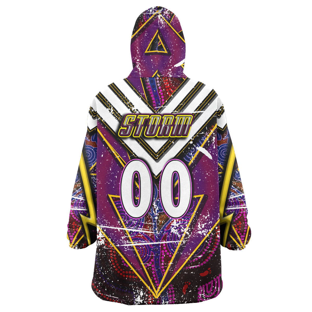 Storm Rugby Snug Hoodie - Custom Storm And Thunder Aboriginal Style Of Dot Background Personalised Player And Number Wearable Blanket Hoodie RLT14 - Vibe Hoodie Shop