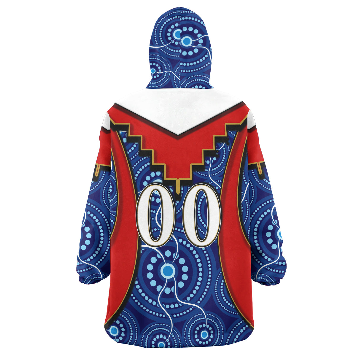 Roosters Rugby Snug Hoodie - Custom Rooster With Rugby Ball Aboriginal Dot Painting Personalised Player And Number Wearable Blanket Hoodie RLT14 - Vibe Hoodie Shop