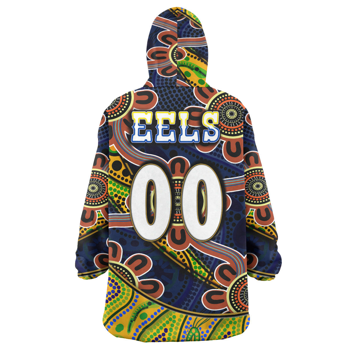 NRLW Eels Rugby Snug Hoodie - Custom Eels Women's Rugby League With Aboriginal Style Player And Number Wearable Blanket Hoodie - Vibe Hoodie Shop