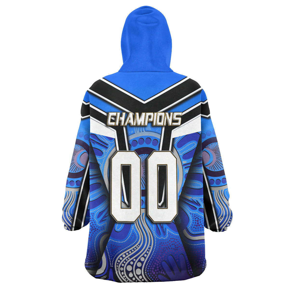 Bulldogs Rugby Snug Hoodie - Custom Bulldog Rugby Ball With Aboriginal Pattern Personalised Player And Number Wearable Blanket Hoodie RLT14 - Vibe Hoodie Shop