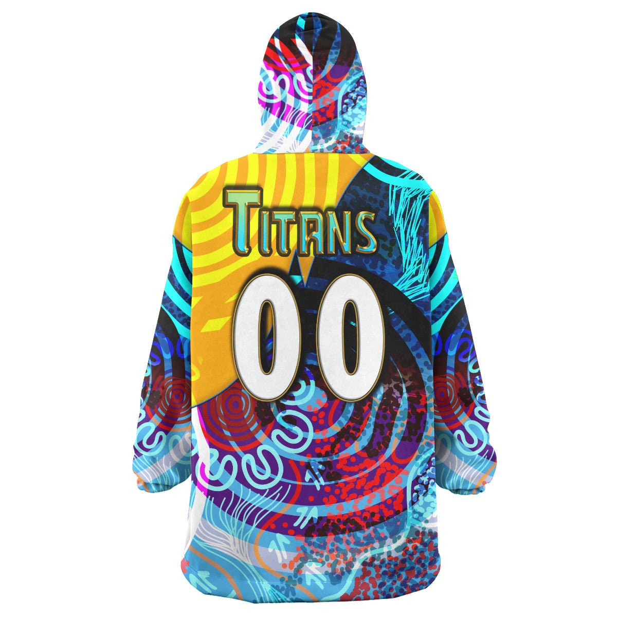 NRLW Titans Rugby Snug Hoodie - Custom Titans Women's Rugby League Aboriginal Dot Painting Player And Number Woman Wearable Blanket Hoodie - Vibe Hoodie Shop