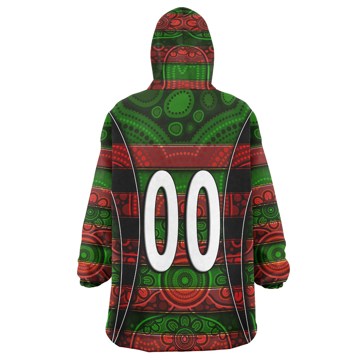 Rabbitohs Rugby Snug Hoodie - Custom Rabbit Aboriginal Style Pattern Personalised Player And Number Wearable Blanket Hoodie RLT14 - Vibe Hoodie Shop