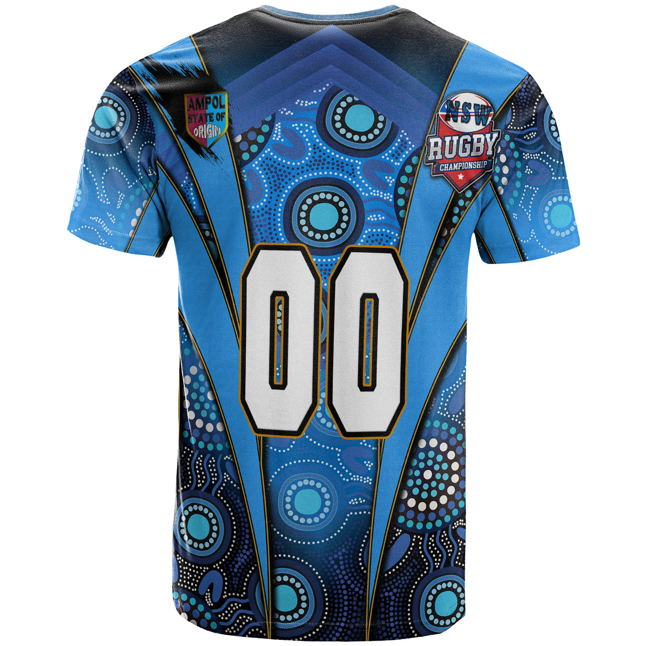 New South Wales Blues Mascot With Aboriginal Art STATE OF ORIGIN T shirt RLT12 - Vibe Hoodie Shop