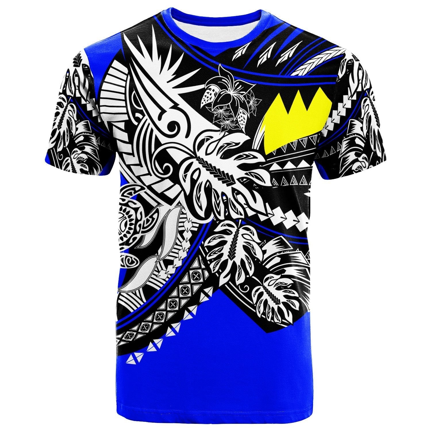 Palau T shirt - Tribal Jungle Blue Pattern - Vibe Hoodie Shop